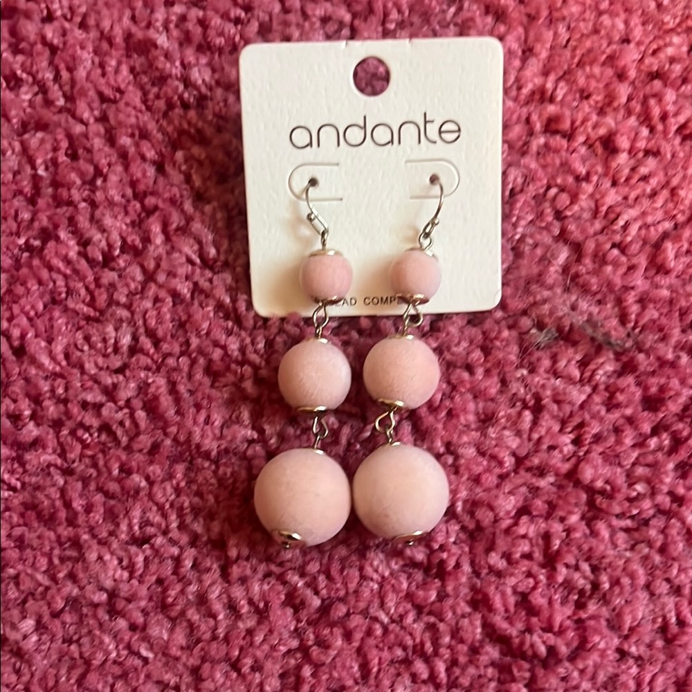 NWT Andante Pink Beaded Earrings